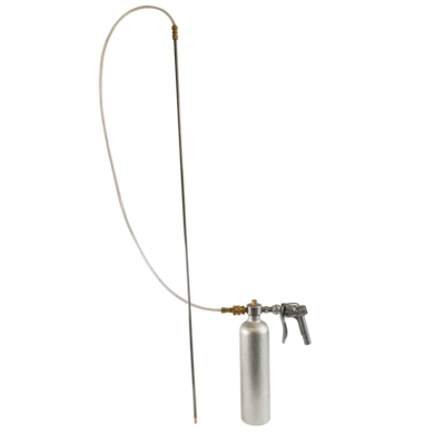 an image of a metal canister with a spray handle and a tube with a long spray nozzle rod attached to it.
