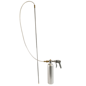 an image of a metal canister with a spray handle and a tube with a long spray nozzle rod attached to it.