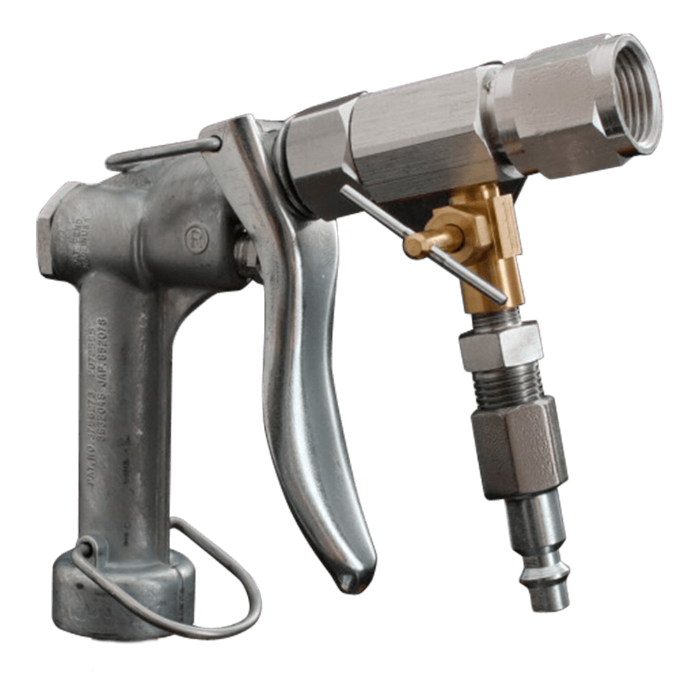 An image of a Tri-Con air/water pressure wash system with a quick connect coupler attached.